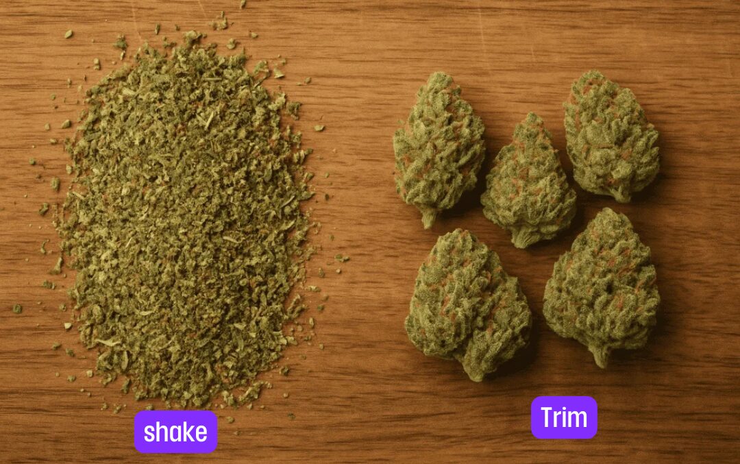 Cannabis shake and trim compared side by side